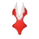 Fluffy Feather One-Piece Bikini Christmas Mrs. Claus Costume Lingerie Outfit Babydoll Raves Party Cosplay Roleplay Honeymoon Valentine's Day Underwear Nightwear Bodysuit