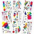 Qpout Pride Tattoos, Pride Face Tattoos, Gay Pride Temporary Tattoos, Pride Day Temporary Tattoos, LGBT Tattoos Stickers, Rainbow Flag Hearts Temporary Tattoos for Kids Adults Men Women