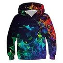 UIEIQI 9t 10t Boys Girls Hooded Pullover Galaxy Print Sweatshirt Colorful Hoody for Kids 8-11 Years Old