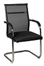 KITHANIA Mesh Back Chair Black Fabric Visitor Chair Reading Executive Office Chair for Home Computer Study Sitting Reception (Black)