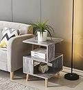 GDLMA Coffee Table, Functional End Table with Wood Leg Cute Night Stand for Bedroom, Living Room or Office (Accent Grey)