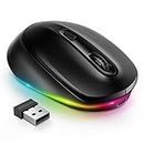 Seenda Wireless Mouse - Rechargeable Light Up Mouse with LED Lights - Quick Click - Portable Size - Compatible with Kids' Chromebook, Windows, PC, Computer, Laptop - Black