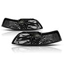 PM PERFORMOTOR PMHL-FMUS-9904-OH-SC Smoked Lens Headlights Clear Corner Replacement [Compatible with 99-04 Mustang]