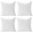 Hannah Linen Set di 4 cuscini morbidi per divano letto, cuscino decorativo per interni, cuscino quadrato (bianco, 20 x 20)