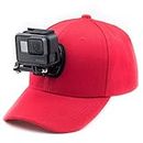 Digicharge Casquette de Baseball avec Support pour caméra d'action, Compatible avec GoPro Hero12 Hero/DJI Osmo Action 3 / Insta360 One/Crosstour Campark Fitfort Apeman Camkong Victure Cam, Red