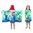 Super Mario Bath/Pool/Beach Soft Cotton Terry Hooded Towel Wrap, 24 in x 50 in, By Franco Kids