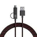amazon basics 2-in-1 Type-C and Micro USB Braided Cable | 3A/18W Fast Charging & 480 Mbps Data Transfer | 1.2m, Tangle Free Cable