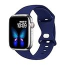 SinceC Sport Bands Compatible with Apple Watch Band 38mm 40mm 42mm 44mm S/M M/L for Women/Men Waterproof Soft Silicone Replacement Strap Accessories for iWatch Series 6/5/4/3/2/1/SE(Midnight Blue, 42/44mm M/L)