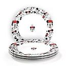 Disney Minnie Mouse Ceramic Plate Set by Zrike Brands - Dishwasher & Microwave Safe | Official Disney Licensee (Salad Plate - 4 Set)