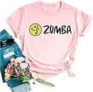 Camiseta de Zumba para Mujer Mangas Cortas Estampadas Top Casual Rosa para Clases de Zumba Entrenamiento físico de Baile