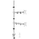 VIVO Extra Tall Vertically Stacked Dual Monitor Desk Mount Stand with 39 inch Stand-up Pole, Fully Adjustable Extended Arms, Fits 2 Screens up to 27 inches, White, STAND-V012TW