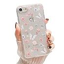 HJWKJUS Compatible with iPhone 6/6s for Women Girls,Cute Clear Sparkly Bling Star Flower Butterfly Pattern Phone Case Glitter Soft Slim Fit Protective Cover for iPhone 6/6s 4.7＂
