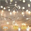 ANJAYLIA 2 Pack Fairy Lights 16.4ft 50 LED String Lights Battery Operated Mini Firefly Starry Lights for Wedding, Bedroom, Party, Christmas, Warm White