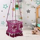 Swing for Kids/Jhula for Kids/Jhula for Baby Baby Hanging Swing/Baby Swing Chair/Swing for Kids for Home/Swing for Kids 1-5 Years/Swing for Kids Indoor/Square Swing with Hanging Kit- Pink by Patiofy