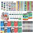 Video Game Party Bag Fillers for Kids, 112 PCS Gaming Birthday Party Favours, Silicone Bracelet, Keychain, Slap Bands, Gifts Bags, Stickers, Spinning Pen, Temporary Tattoos, Halloween Christmas Gifts