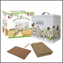 Seed Storage Tin Garden Seeds Packet Organiser Metal Box Container Gift Set Kit
