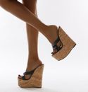 Women's Wedges Slippers Platform Sandals Party High Heel Slip On Shoes Peep Toe