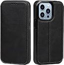 GUMMMY Premium Leather case, Wallet Magnetic Flip Cover case,with Card Slot TPU Shockproof Kickstand Genuine Leather case,for iPhone 14/14 Pro/14 plus/14Pro max (Color : Black, Size : 14 Plus 6.7''