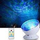 Frixen Ocean Wave Projector Light with Remote Control, LED Sky Light Projection Lamp Angle Adjustable with 7 Mood Lighting Modes Bulit-in Speaker and Timer