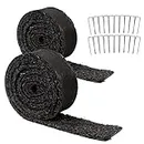 Harmiden 2 Pack Rubber Mulch for Landscaping Recycled Rubber Mulch Mat Roll Black Permanent Rubber Mulch Edging Border 120” x 4.5”