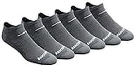 Saucony mens Multi-pack Mesh Ventilating Comfort Fit Performance No-show Socks, Charcoal Heather (6 Pairs), Shoe Size: 8-12