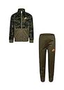 Nike Boy`s Therma Dri Fit Jacket & Pants 2 Piece Set (MediumOlive(86H109-E6F)/Orange, 4)