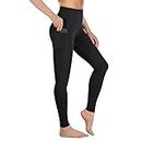 GIMDUMASA Leggings with Pockets for Women High Waist Yoga Pants Flex Leggings Tummy Control Workout Running Tights GI188 Black