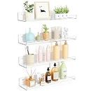 upsimples Clear Acrylic Shelves for Wall Storage, 15" Acrylic Floating Shelves Wall Mounted, Kids Bookshelf, Display Ledge Wall Shelves for Bedroom, Living Room, Bathroom, Kitchen (4)
