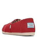 TOMS Women's Alpargata Recycled Cotton Canvas Loafer Flat, Red, 12