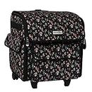 Everything Mary Collapsible Serger Machine Rolling Storage Case, Black Floral - Carrying Bag for Overlock Machines - for Brother, Singer, Juki Sergers - Organizer Tote for Sewing Thread & Supplies