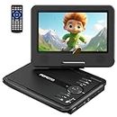 9.5" Portable DVD Player for Kids and Car with 7.5" Swivel Screen, 4-6 Hours Working Time, Car DVD Player with Dual Speakers, Remote Control, Support Sync TV, Region Free USB/SD/AV