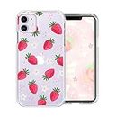 Cute Strawberry Case for iPhone 11 6.1 Inch with Kawaii Little Daisy Design,Clear Slim Soft TPU Shockproof Protective Cover Compatible with iPhone 11 for Women Girls Kids Teen