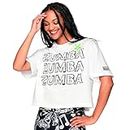Zumba Women's Workout Cropped Tops, Wear It Out White, Small