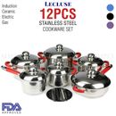Stainless Steel Induction Ceramic Cookware Set Casserole Frypan Saucepan 12 Pcs