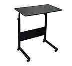 simpahome Height Adjustable Mobile Table Workstation Laptop Overbed Multi Table with Metal Frame & Rolling Castors - Black