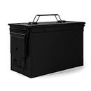 GUGULUZA Metal Ammo Can .50 Cal, Lockable Ammo Storage Case, Military Waterproof & Airtight Ammo Containers Box for Shotgun, Rifles, Pistols (Black-50 Cal)