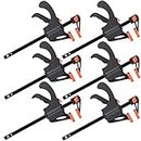 WAIZHIUA 6Pcs Quick Grip Clamps 4 Inch F Wood Clamps Ratchet Bar Clamps One Hand Quick Release Clamp Tool Set for Manual Work, DIY Handmade Craft, Woodworking