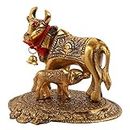 CASHWIN Metal Cow and Calf Figurine, Standard, Gold, 1 Piece