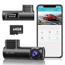 Sarmert Front Dash Cam 2K 64G SD Card Built-in WiFi,Dash Camera for Cars with 0.96" LCD Display,Car Camera with Night Vision Loop Recording G-Sensor 24 Hours Parking Monitor APP 150°Wide Angle