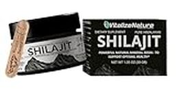 VitalizeNature - Shilajit - 30 g Shilajit Original + Ashwagandha - Shilajit Natural Himalaya - 500 mg de resina Shilajit por dosis diaria y 100 mg Ashwanganda - Shijalit y mezcla de hierbas