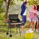 48" Steel Portable Backyard Charcoal BBQ Grill and Offset Smoker Combo Backyard