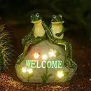 Nacome Solar Couple Frog Statue for Garden Decor - Outdoor Lawn Decor Figurines for Patio,Balcony,Yard,Lawn Ornament - Frog Gifts for Women/Mom/Grandma/Parents/Anniversary/Couple/Wife