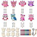 16 Pack Wind Chime Kits for Kids, Make Your Own Owl Wind Chime DIY Coloring Paint Owl Wooden Arts and Crafts Birthday Gifts for Girls Boys Christmas Ornament Crafts