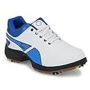 VALLINO Men's PU Leather Lace-up Professional Golf Shoes (Blue, Numeric_9)