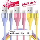 10 FT 3Pack Fast Charger USB cable for Apple iPhone 8 X XS XR 11 12 13 Pro iPad