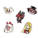 TLED Hazbin Hotel Pins Sets 5 Pack Character Lapel Pin Anime Cosplay Cartoon Alloy Brooches for Clothing Bags Backpacks Jackets Hat Accessories