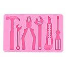 Tools Silicone Fondant Moulds Topper Hammer Spanner Tools Mold Chocolate Candy Jelly Mould Screwdriver and Hammer Fondant Mould for Cake Topper Dessert Decorating (Style 2)