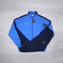 (L) Nike Tracksuit Traininganzug Blau Weiß Solo Swoosh Streifen Baggy Vintage