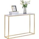 Cplxroc 42" Console Tables For Entryway,Faux Marble Sofa Tables,Entryway Table For Living Room,Gold Entrance Table,Mdf Entry Table,Foyer Tables W/Metal Frame,Behind Couch Table For Hallway-Gold Frame