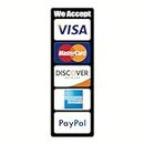 We Accept Visa MasterCard Discover AmEx PayPal Credit Card Payment Logo UV Anti-Fade POS Signs Weather-Resistant Sticker